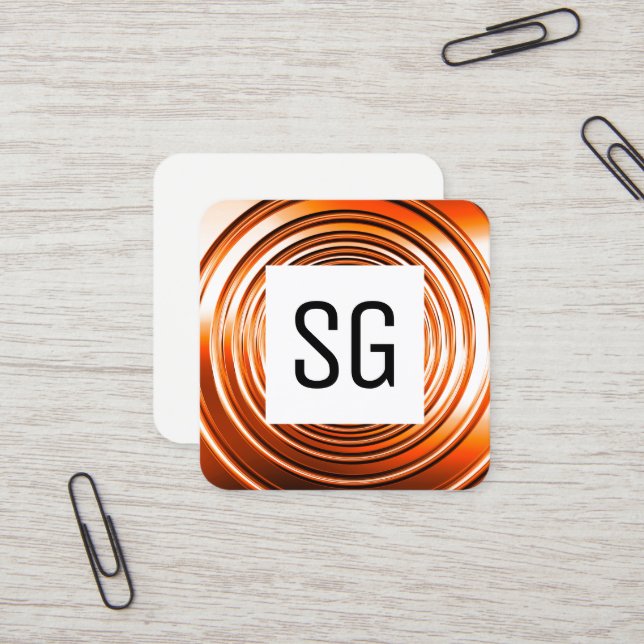Square Panel - Initials - Long Spring Orange Square Business Card (Front/Back In Situ)