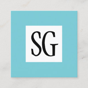 Square Panel - Initials - Robin Egg Blue Business Card