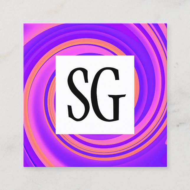 Square Panel - Initials - Vortex 02 Square Business Card (Front)
