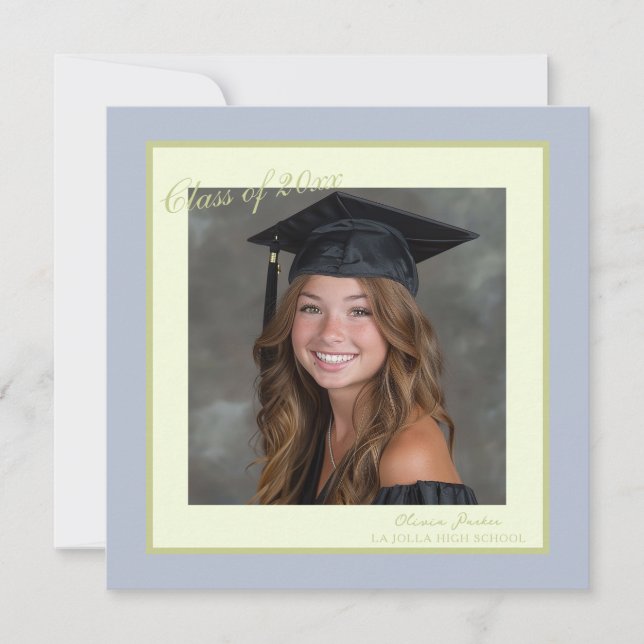 Square Pastel Photo Graduation Invitation (Front)
