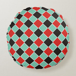 SQUARE Pattern - black red white + your background Round Pillow