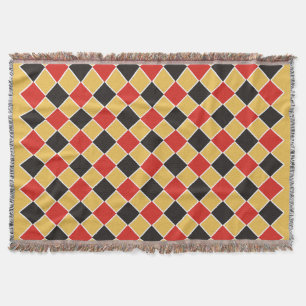 SQUARE Pattern - black red white + your background Throw Blanket