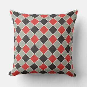 SQUARE Pattern - black red white + your background Throw Pillow