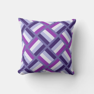 Square Pattern - Blue Purple White Throw Pillow