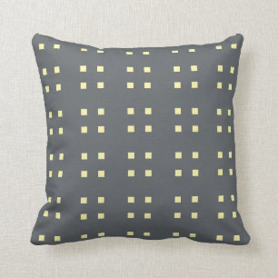 Square Pattern dark grey yellow Throw Pillow