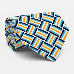 Square Pattern - Gold and Blue Tie