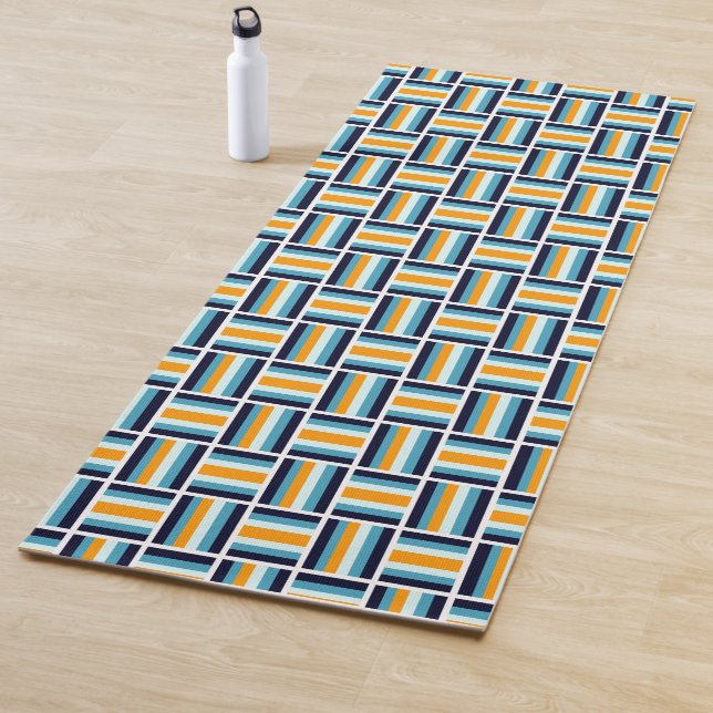 Square Pattern - Gold and Blue  Yoga Mat (In Situ)