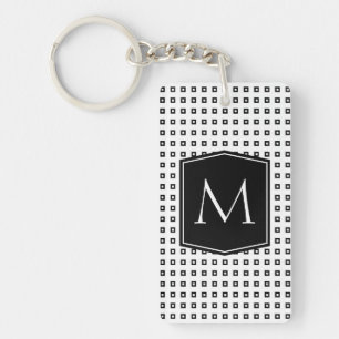 Square Pattern Monogram Customizable Keychain