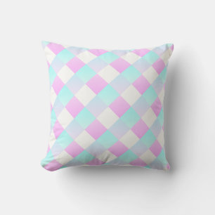 Square Pattern Purple Pink Aqua and White Modern Throw Pillow