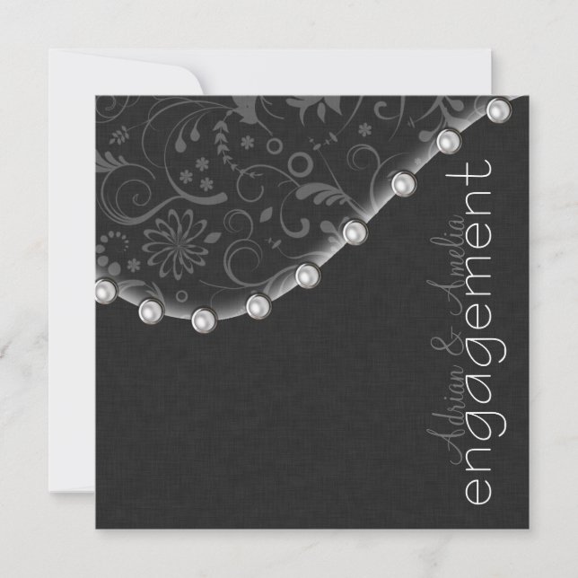 Square Pearl Engagement Invitation (Front)