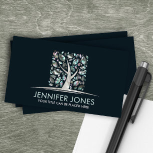 Square Pearl Tree of life Art - Abalone Leaves Business Card