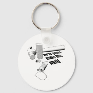 Square peg round hole keychain