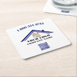 Square Personalized Custom Logo QR Code   Square Paper Coaster<br><div class="desc">Classic and Simple -- Your business logo and QR code plus phone number (or your text) on this handsome functional square paper coaster. You can match the colour of your text and QR code to your business colours. Create and increase your brand awareness. No minimum order quantity and no setup...</div>