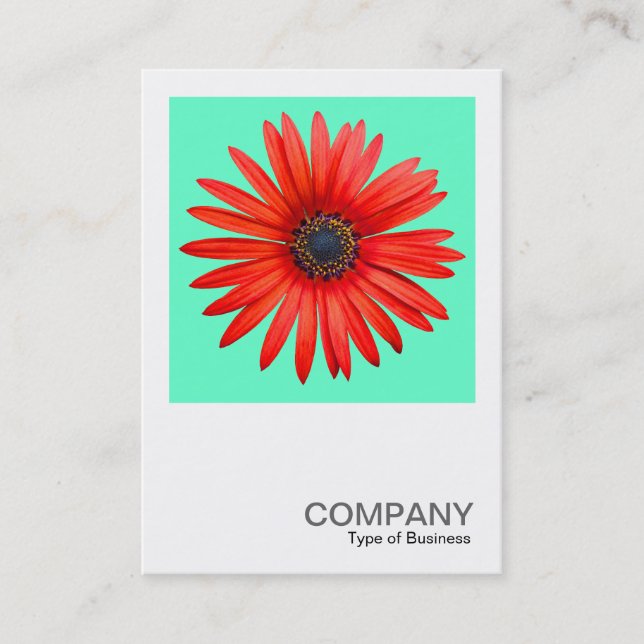 Square Photo 0344 - Red Devil on Turquoise Business Card (Front)