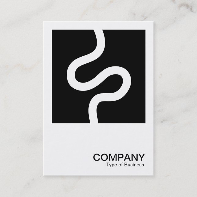 Square Photo 0604 - Curvy Line 02 - White on Black Business Card (Front)