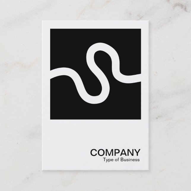 Square Photo 0606 - Curvy Line - White on Black Business Card (Front)