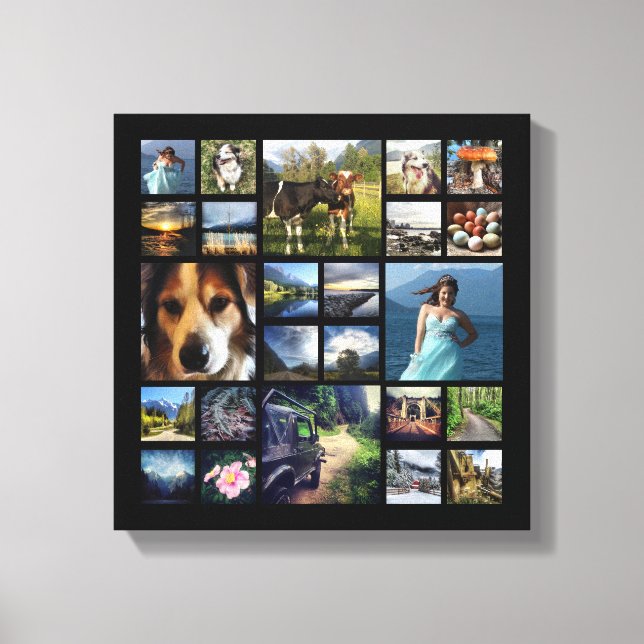 Square Photo Collage Grid with Your Pictures Canvas Print (Front)
