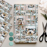 Square Photo Collage - Up to 14 photos Teal Green Wrapping Paper Sheet<br><div class="desc">If you crop your photo into a square before uploading, it will be easy to edit the design. A design with a basic background. Use up to fourteen square photos to create a unique and personal gift. If you need to adjust the pictures, click on the customize tool to make...</div>