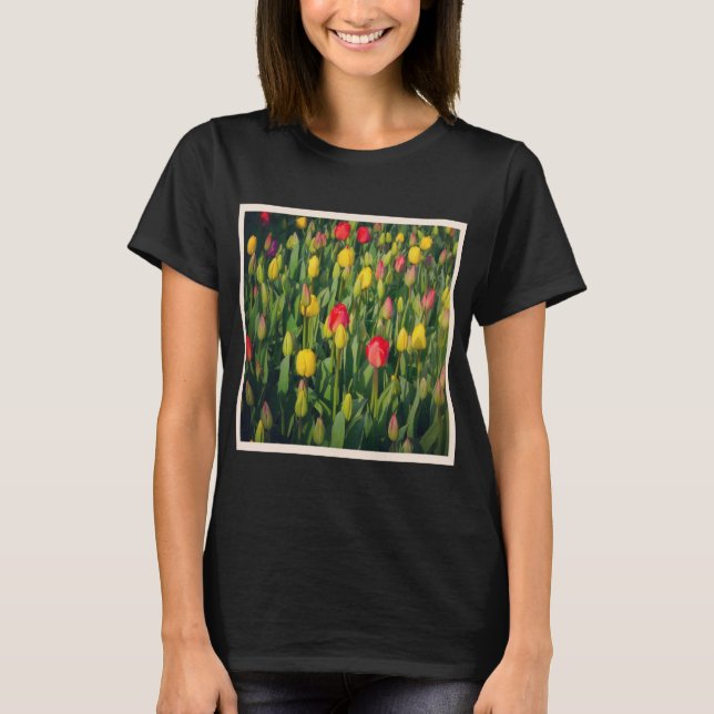 Square Photo - Colourful Tulips T-Shirt (Front)