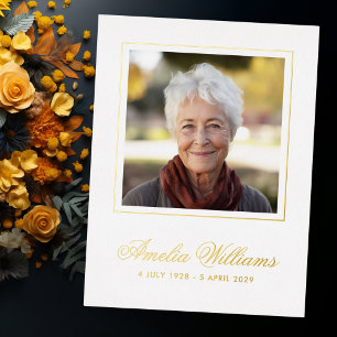 Square photo foil border sympathy thank you card