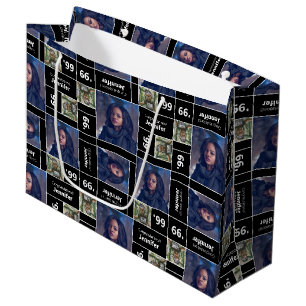 Square Photo Graduation Class Year Black Large Gift Bag