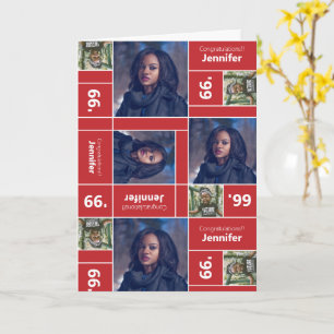 Square Photo Graduation Class Year Red Card