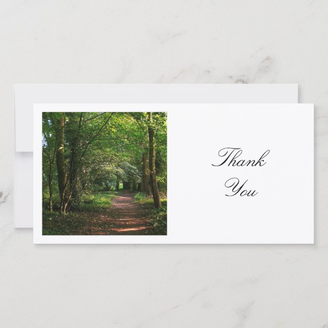 Square Photo - Path in the Woods Thank You Card (Front)