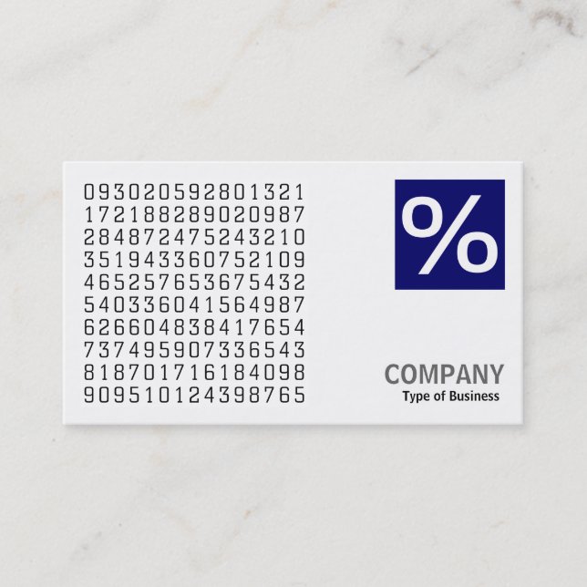 Square Photo (v2) Logo Panel - Random Numbers Business Card (Front)