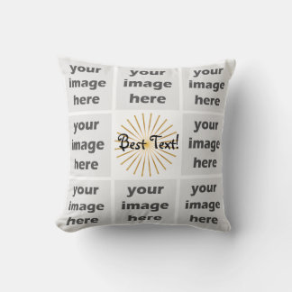 Square photos grid with text throw pillow