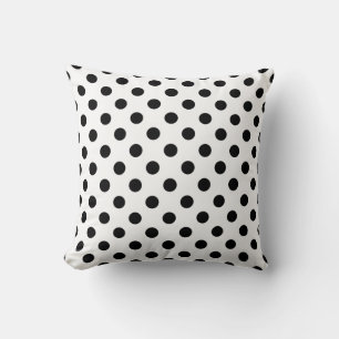 Square Pillow, Polka Dots, Black and White Throw Pillow