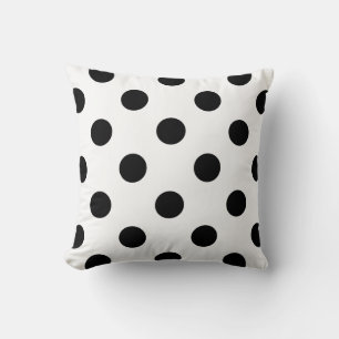 Square Pillow, Polka Dots, Black and White Throw Pillow