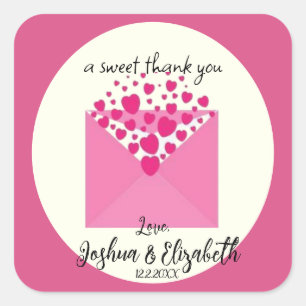 Square Pink and Ivory Wedding Party Favour Label