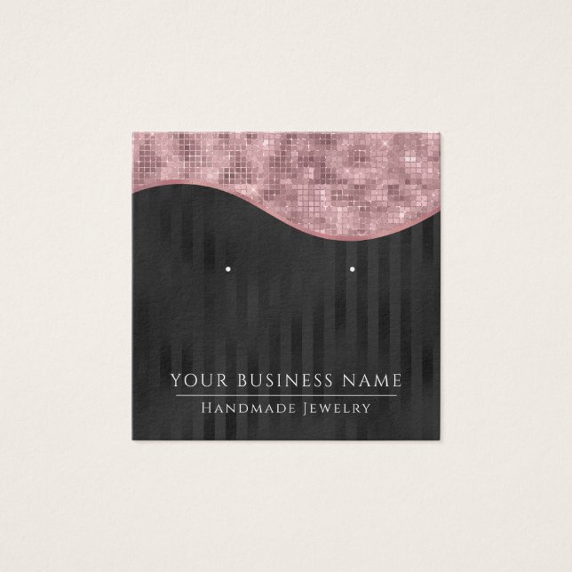 Square Pink Black Glam Earring Display Cards (Front)