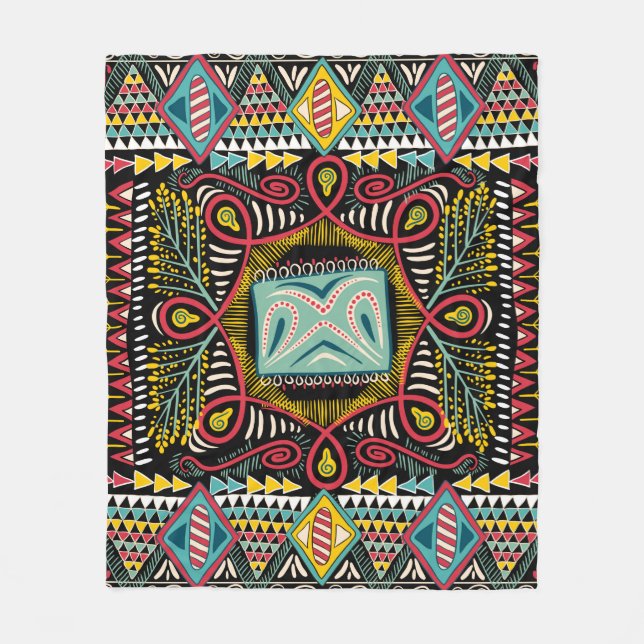 Square pocket, shawl, textile. Colourful abstract  Fleece Blanket (Front)