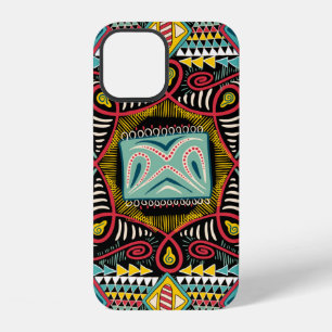 Square pocket, shawl, textile. Colourful abstract  iPhone 12 Case