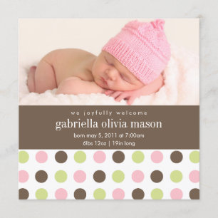 Square Polkadot Birth Announcement
