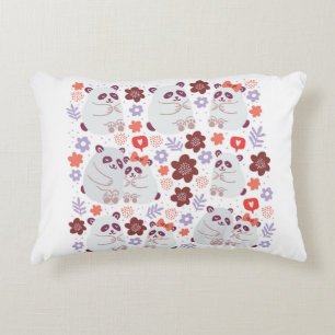 Square poster with cute pandas couples in love wit accent pillow
