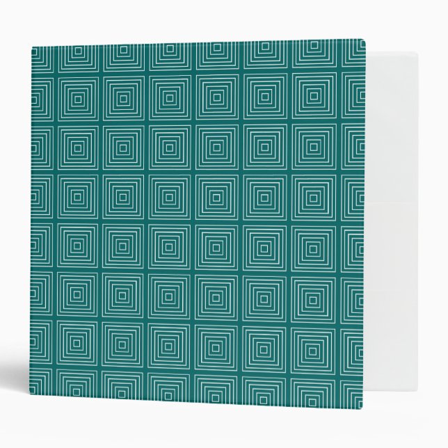 Square Prisms Turquoise White  Binder (Front/Inside)