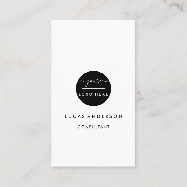 Square professional black add your custom logo bus business card (Front)