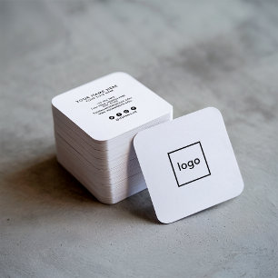 Square professional white add your custom logo business card