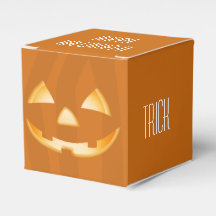 Square Pumpkin Halloween Favour Box -Trick or Trea