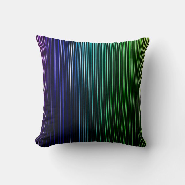 Square Rainbow Light Stripes Throw Pillow (Front)