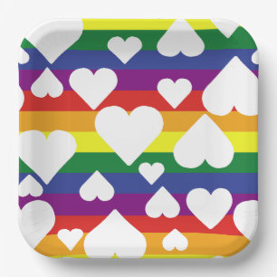 Square Rainbow Paper Plate
