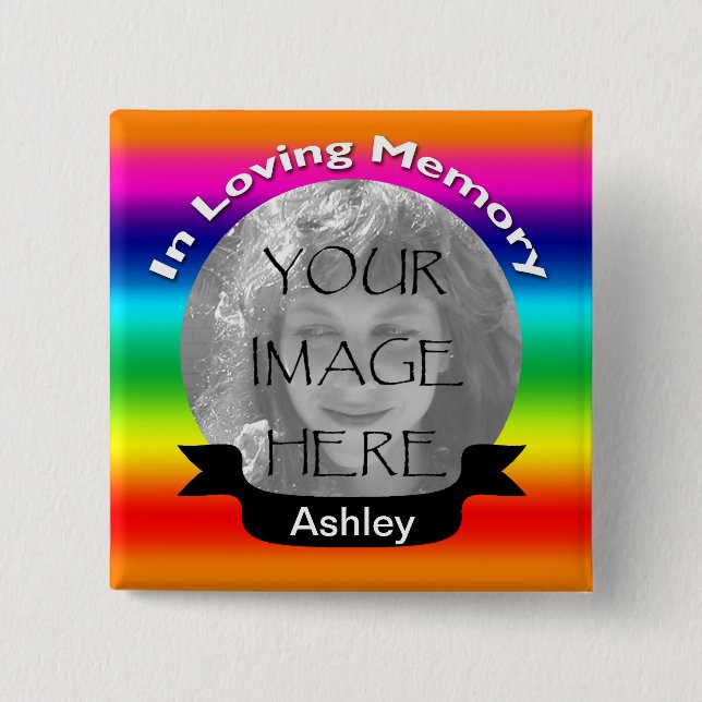 Square Rainbow Photo Button (Front)