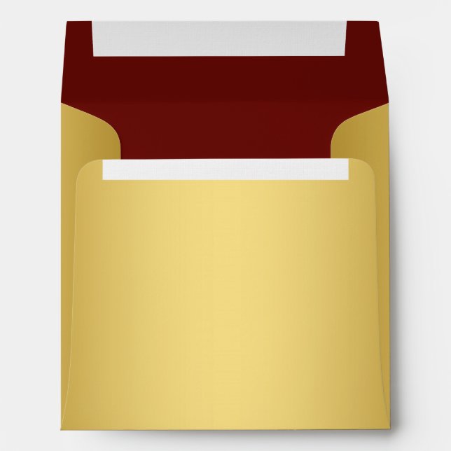 Square Red and Gold Linen Envelopes (Back (Bottom))