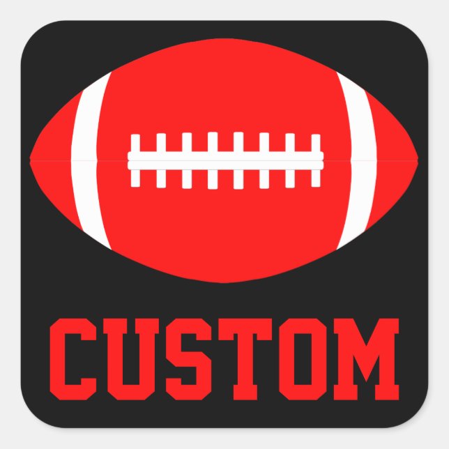 Square Red Football Sticker for Team Party or Game (Front)