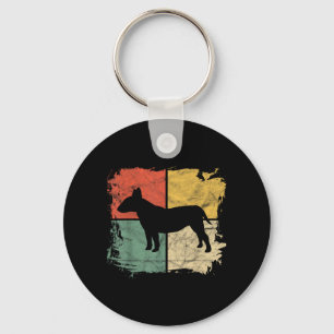 Square Retro Bull Terrier Owner Gift Dog Bully Dad Keychain