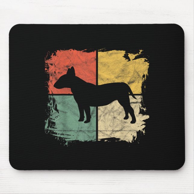 Square Retro Bull Terrier Owner Gift Dog Bully Dad Mouse Pad (Front)