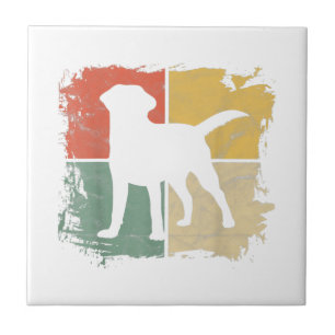 Square Retro Labrador Owner Gift Golden Black Lab Tile