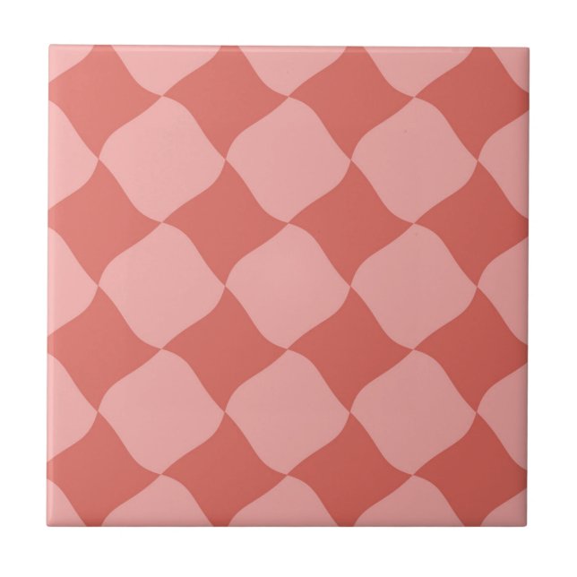 Square Retro Vintage Red Pattern  Tile (Front)